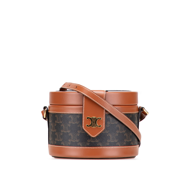 Pre-Loved Celine Medium Triomphe Coated Canvas Tambour Crossbody - Picture 1 of 10